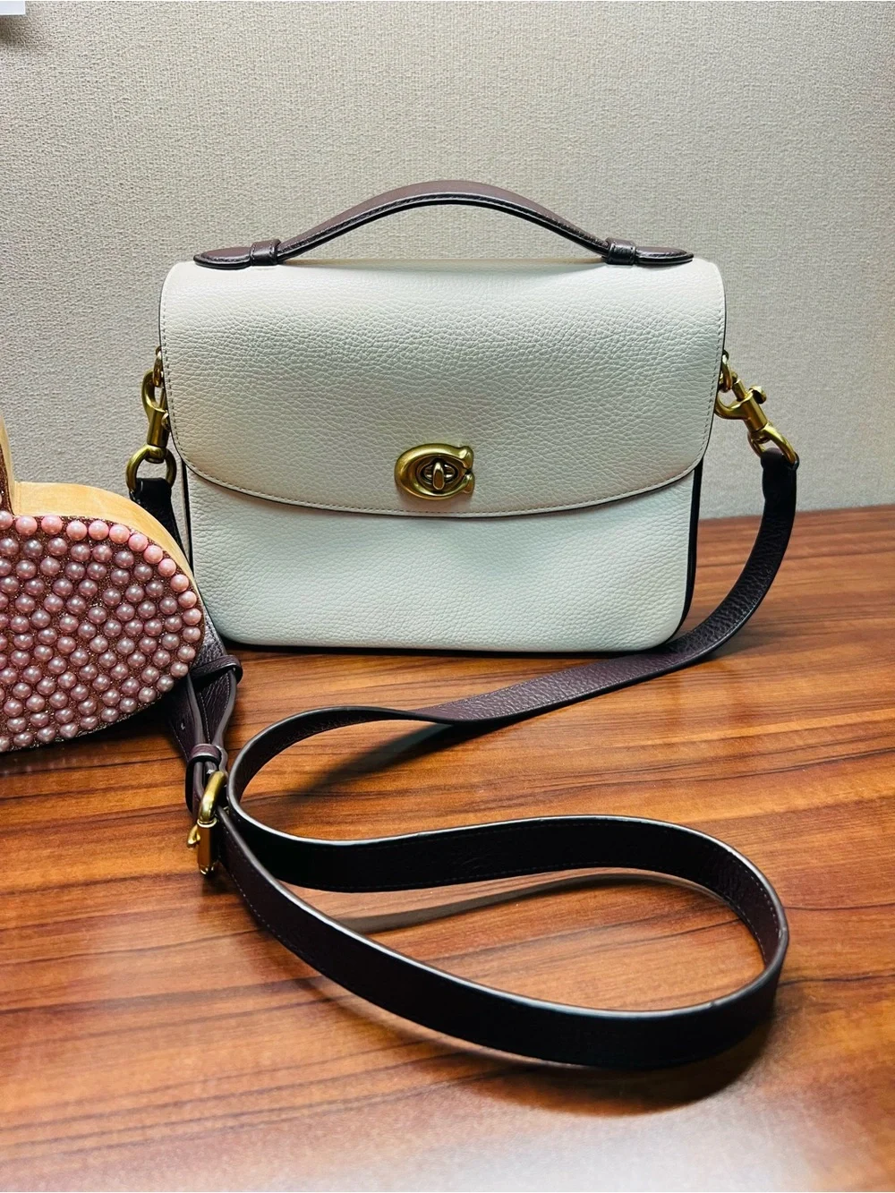 Coach Classic Pebbled Leather Crossbody Bag in Cream